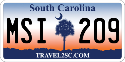 SC license plate MSI209