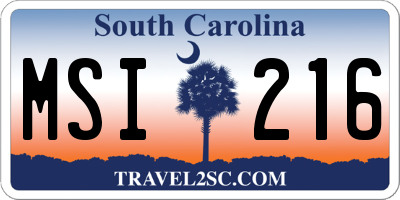SC license plate MSI216