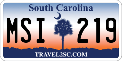 SC license plate MSI219