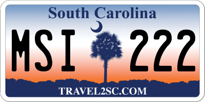 SC license plate MSI222