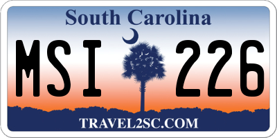 SC license plate MSI226