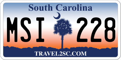 SC license plate MSI228
