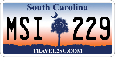 SC license plate MSI229