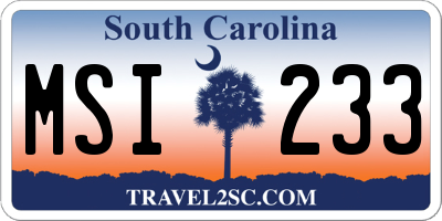 SC license plate MSI233
