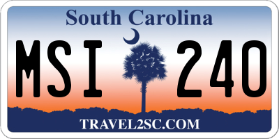 SC license plate MSI240