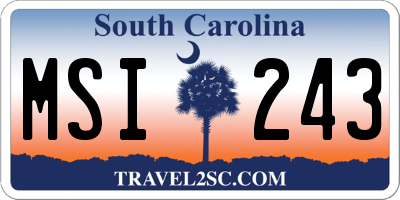 SC license plate MSI243
