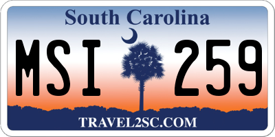 SC license plate MSI259
