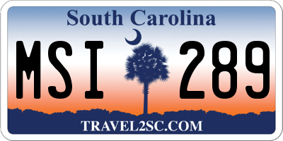 SC license plate MSI289