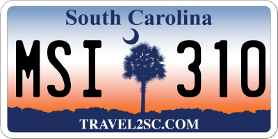 SC license plate MSI310