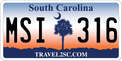SC license plate MSI316