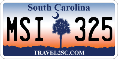 SC license plate MSI325