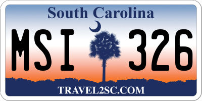SC license plate MSI326
