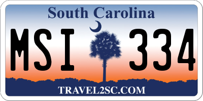 SC license plate MSI334