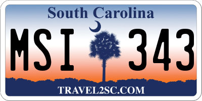 SC license plate MSI343