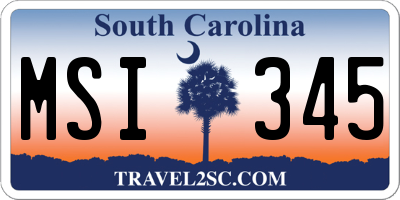 SC license plate MSI345