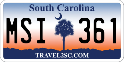 SC license plate MSI361