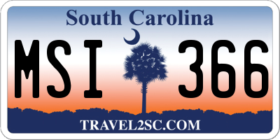 SC license plate MSI366