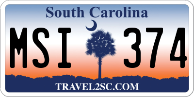 SC license plate MSI374