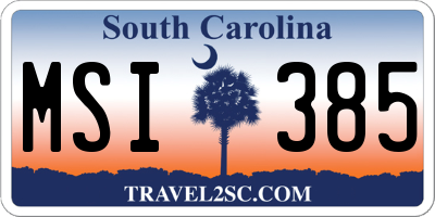 SC license plate MSI385