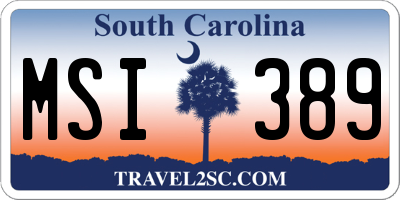 SC license plate MSI389
