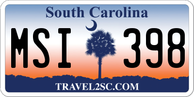 SC license plate MSI398