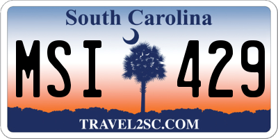 SC license plate MSI429