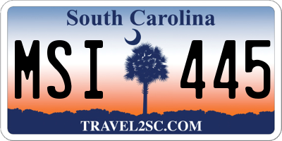 SC license plate MSI445