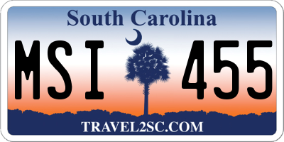 SC license plate MSI455