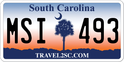 SC license plate MSI493