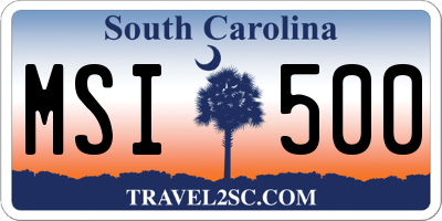 SC license plate MSI500