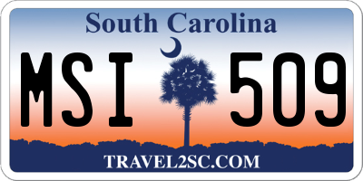 SC license plate MSI509