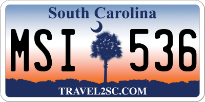 SC license plate MSI536