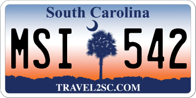 SC license plate MSI542