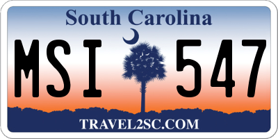 SC license plate MSI547