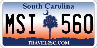 SC license plate MSI560