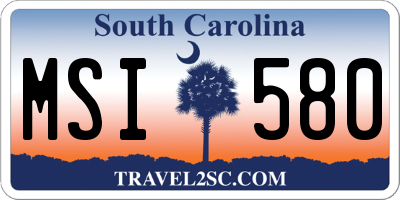 SC license plate MSI580
