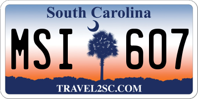 SC license plate MSI607