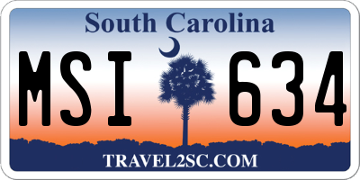 SC license plate MSI634