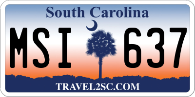 SC license plate MSI637