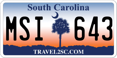 SC license plate MSI643
