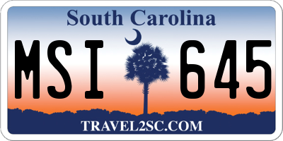 SC license plate MSI645