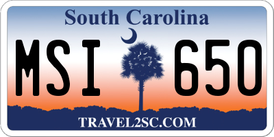 SC license plate MSI650