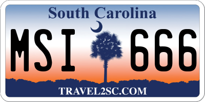 SC license plate MSI666