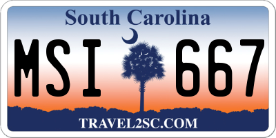 SC license plate MSI667