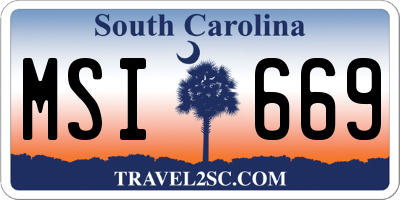 SC license plate MSI669