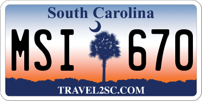 SC license plate MSI670