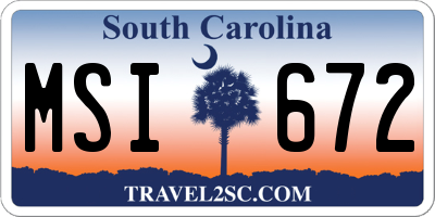 SC license plate MSI672