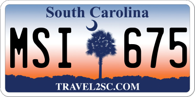 SC license plate MSI675