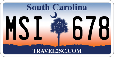 SC license plate MSI678