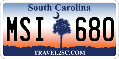 SC license plate MSI680